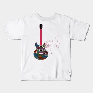 Guitarra con notas musicales Kids T-Shirt